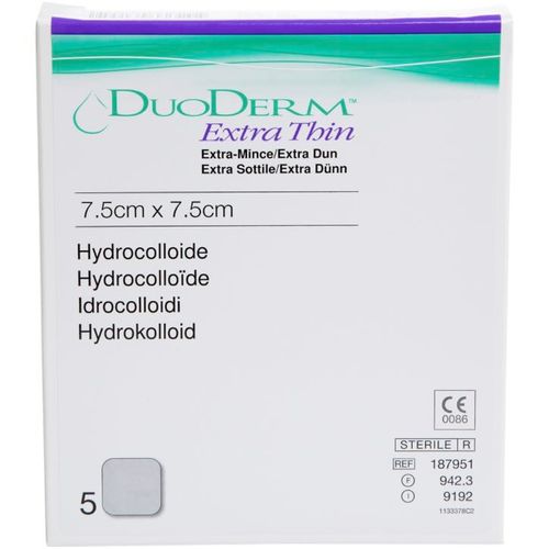 Duoderm Extra Thin Hydrokolloid Bandasje 7,5x7,5cm 5 stk 