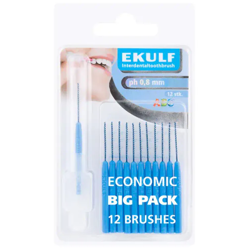 Ekulf Mellomrombørster pH 0,8 mm Blå 12 stk