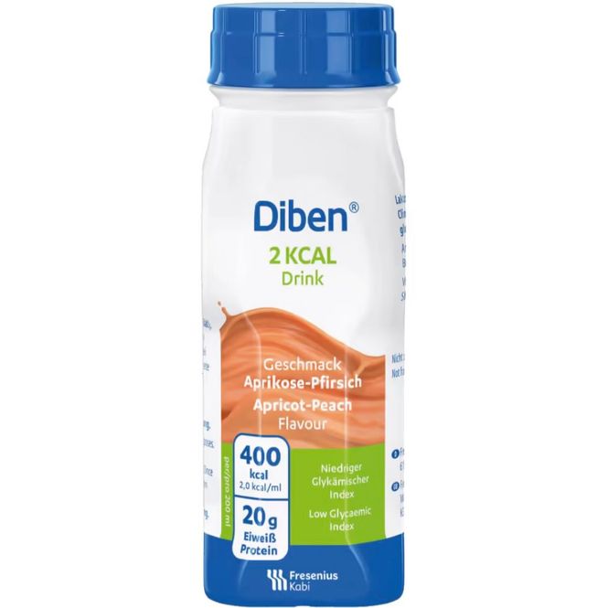 Hovedbilde Diben 2 Kcal Drink Næringsdrikk Aprikos Fersken 4 x 200 ml