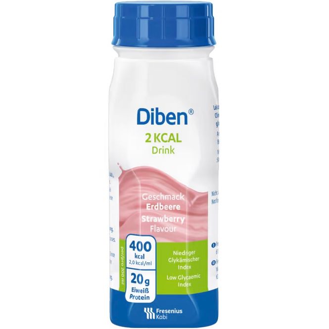 Hovedbilde Diben 2 Kcal Drink Næringsdrikk Jordbær 4 x 200 ml
