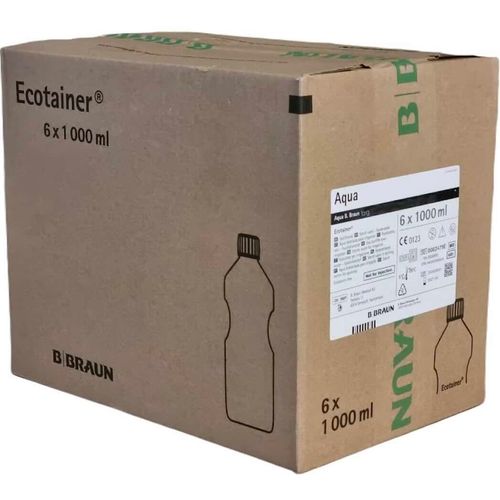 Sterilt Vann Skyllevæske Ecotainer Helleflaske 6 x 1000 ml