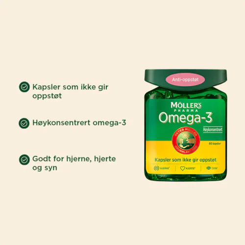 Møllers Pharma Omega-3 Anti-Oppstøt Kapsler 80 stk