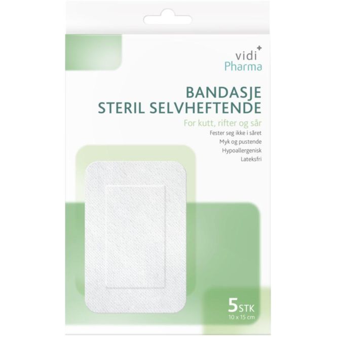 Hovedbilde Vidi Pharma Bandasje Steril Selvheftende 10 x 15 cm 5 stk 