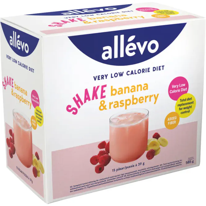 Hovedbilde Allevo VLCD Shake Banana & Raspberry 15 x 39 g