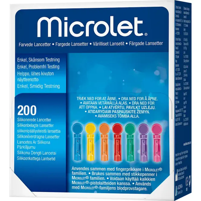 Hovedbilde Ascensia Microlet Fargede Lansetter 200 stk