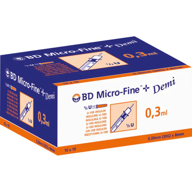 Hovedbilde BD Micro-Fine Insulinsprøyter 0,3 ml 8 mm 100 stk