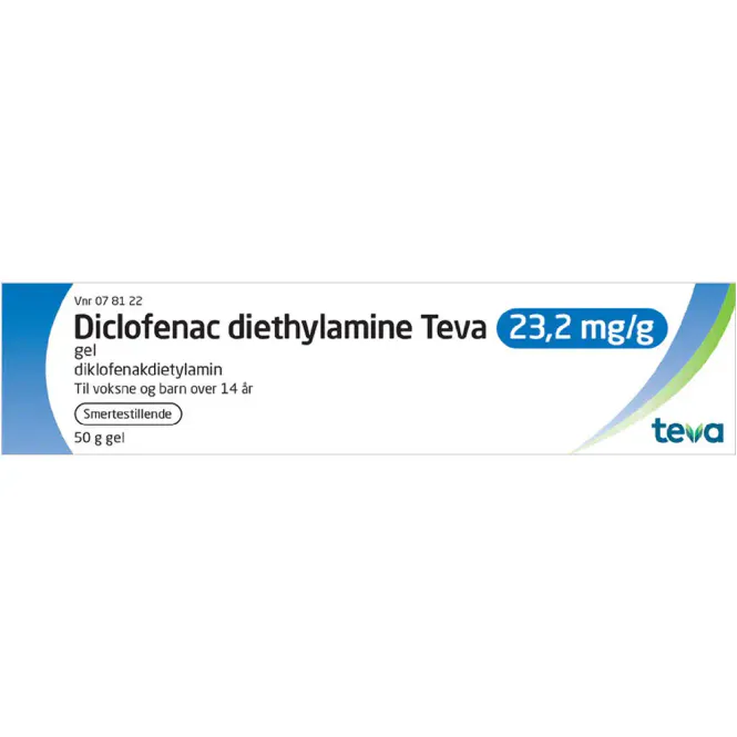 Hovedbilde Diclofenac Diethylamine Gel Teva 23,2 mg/g 50 g