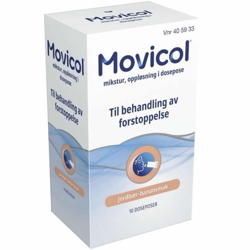 Movicol Mikstur Doseposer Jordbær/Banan 10 stk