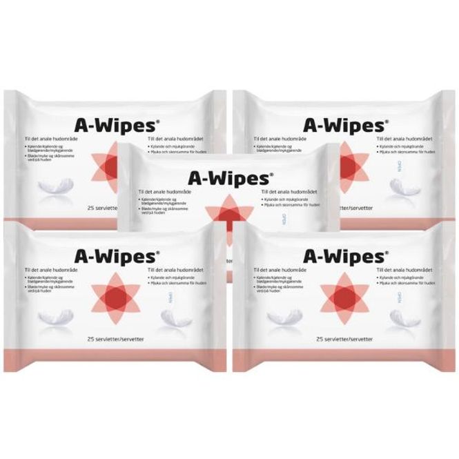 Hovedbilde A-Wipes Våtservietter Økonomipakke - 5 x 25 stk