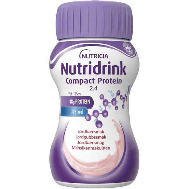Hovedbilde Nutridrink Compact Protein 2,4 Næringsdrikk Jordbær 4 x 125 ml