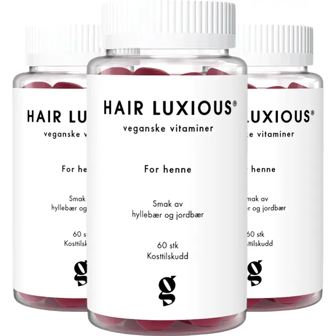 Hovedbilde Hair Luxious For Henne Hyllebær & Jordbær Megapack - 3 x 60 gummies
