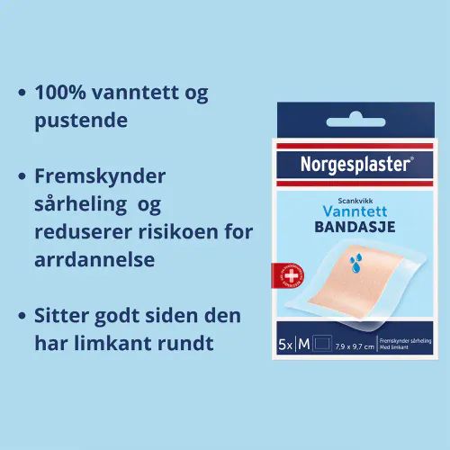 Norgesplaster Scankvikk Vanntett Bandasje 7,9 x 9,7 cm 5 stk