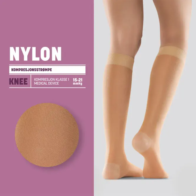 Hovedbilde Mabs Nylon Kompresjonsstrømpe Kne Sand M 1 par