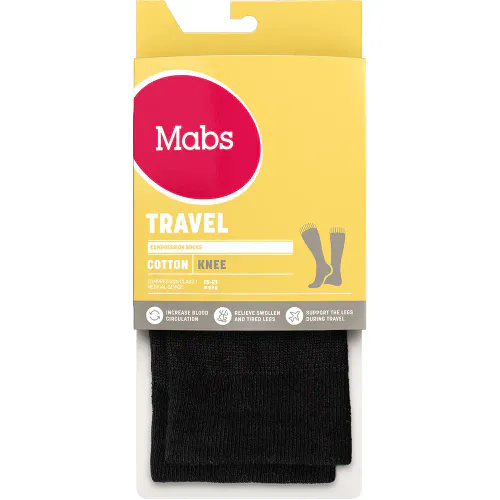 Mabs Travel Kompresjonsstrømpe Kne Sort M 1 Par