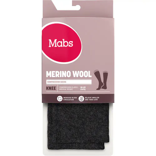 Mabs Ull Kompresjonsstrømpe Kne Sort S 1 Par