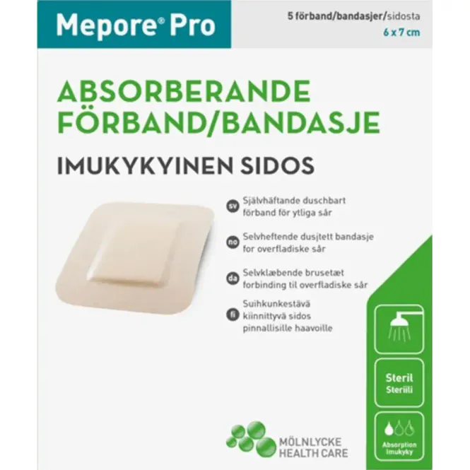 Hovedbilde Mepore Pro Dusjtett Bandasje 6 x 7 cm 5 stk