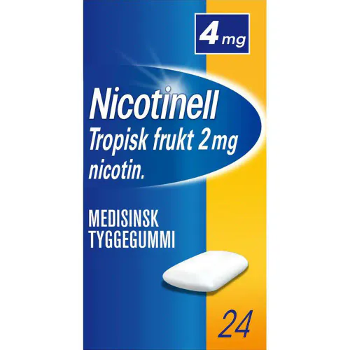 Nicotinell Tyggegummi 4 mg Tropisk Frukt 24 stk