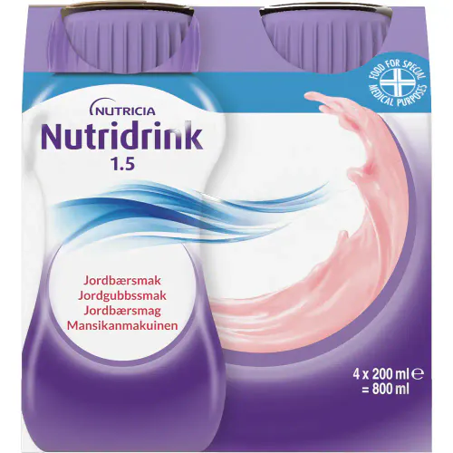 Nutridrink Næringsdrikk Jordbær 4 x 200 ml