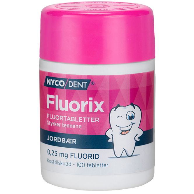 Hovedbilde Nycodent Fluorix Fluortabletter 0,25 mg Jordbær 100 stk