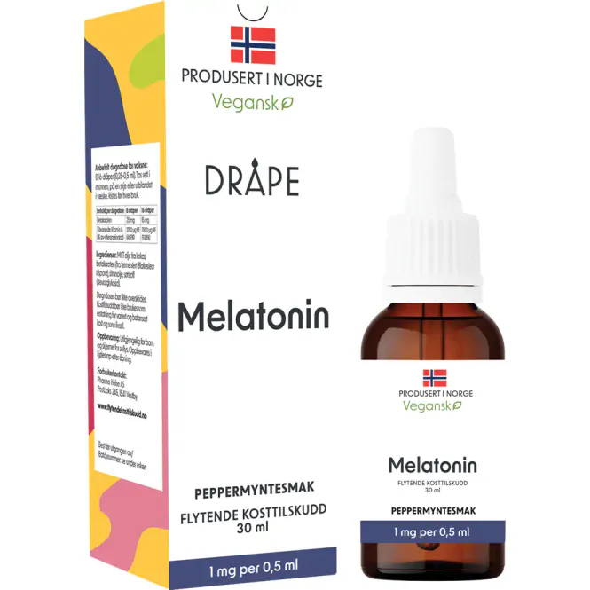 Hovedbilde Dråpe Vegansk Melatonin Peppermynte 30 ml