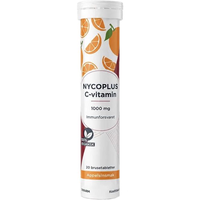 Hovedbilde Nycoplus C-vitamin 1000 mg Brusetabletter Appelsin 20 stk