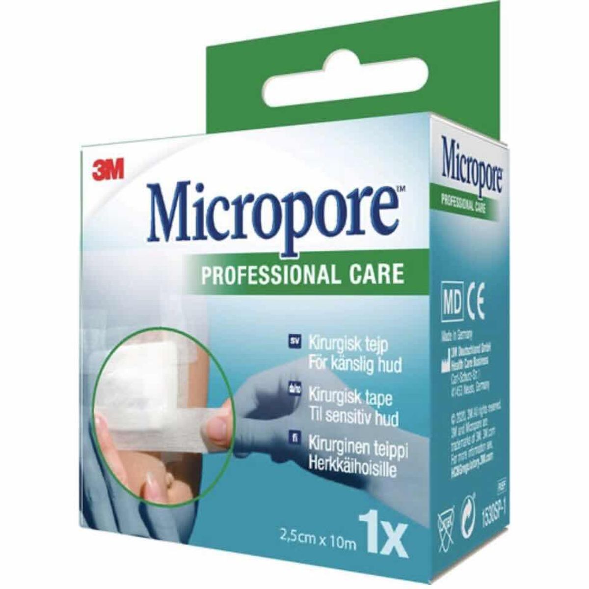 Micropore Kirurgisk Tape Hvit Refill 2,5cm x 10m 1 stk