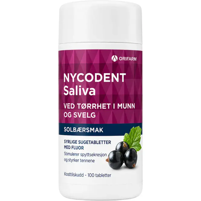 Hovedbilde Nycodent Saliva Sugetabletter Solbær 100 stk