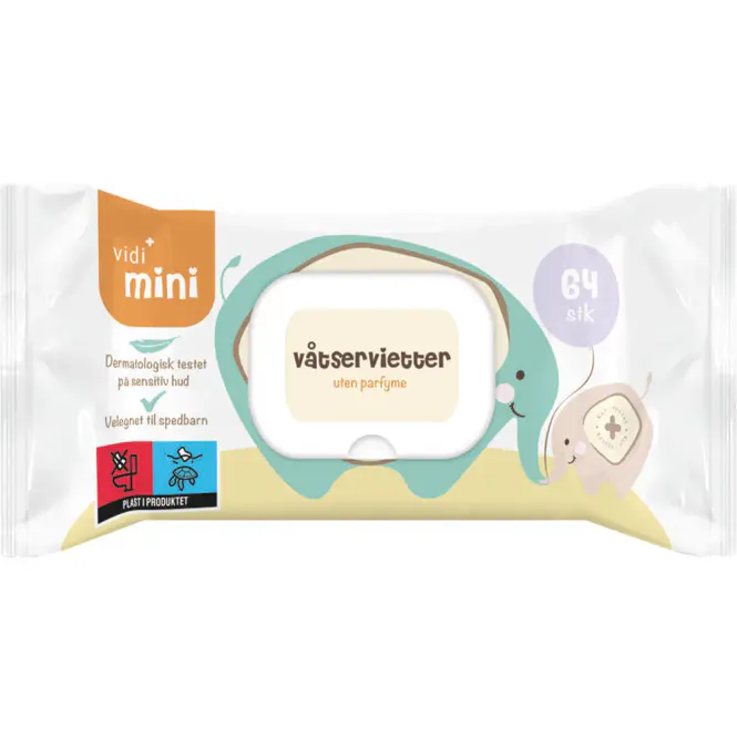 Hovedbilde Vidi Mini Våtservietter u/Parfyme 64 stk