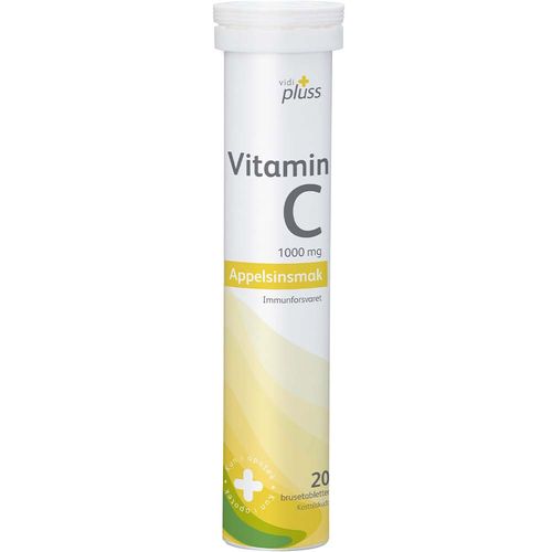Vidi Pluss Vitamin C 1000 mg Brusetabletter Appelsinsmak 20 stk