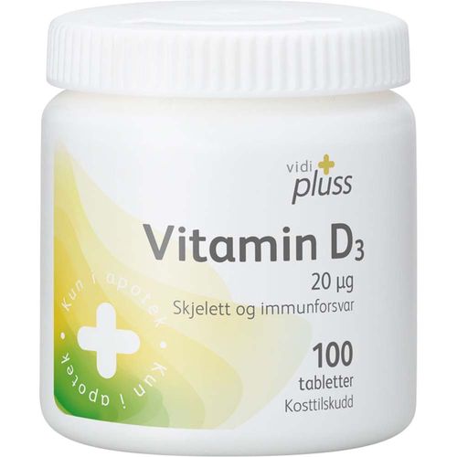 Vidi Pluss Vitamin D3 20 mcg 100 stk