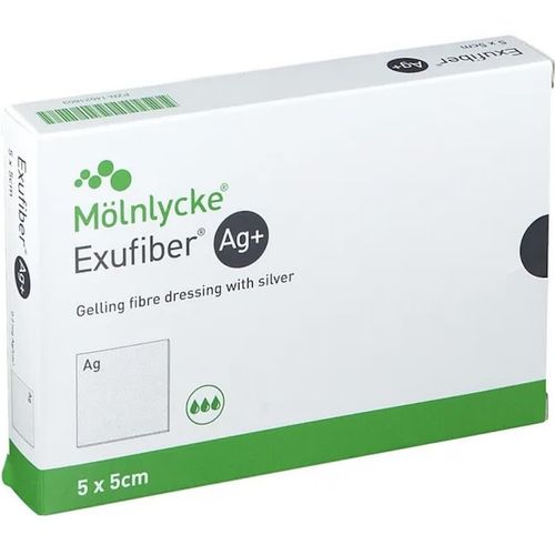 Exufiber Ag+ Sølvbandasje 5x5 cm 10 stk