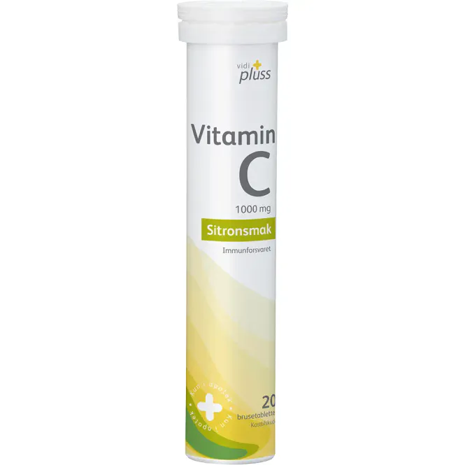 Hovedbilde Vidi Pluss Vitamin C 1000 mg Brusetabletter Sitronsmak 20 stk