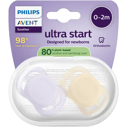 Avent Ultra Start Soft Narresmokk 0-2m Lilla & Gul 2 stk