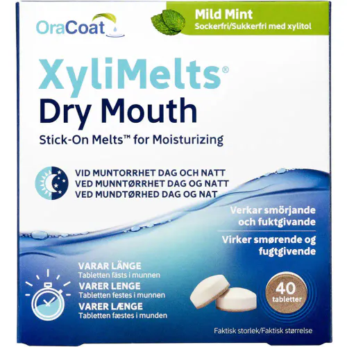 XyliMelts Mild Mint Klebetabletter 40 stk