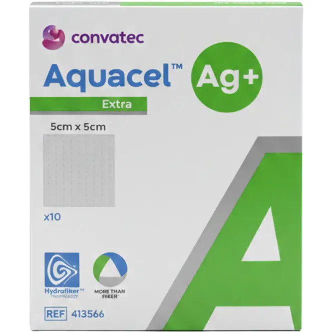 Hovedbilde Aquacel Ag+ Extra Sølvbandasje 5 x 5 cm 10 stk