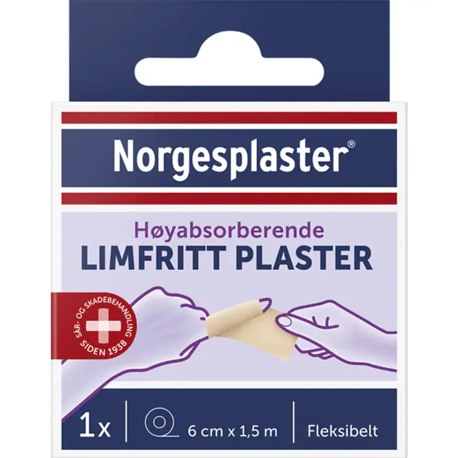 Hovedbilde Norgesplaster Limfritt Plaster 6 cm x 1,5 m 1 rull