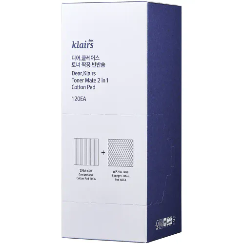 Klairs Toner Mate 2-i-1 Cotton Pad 120 stk