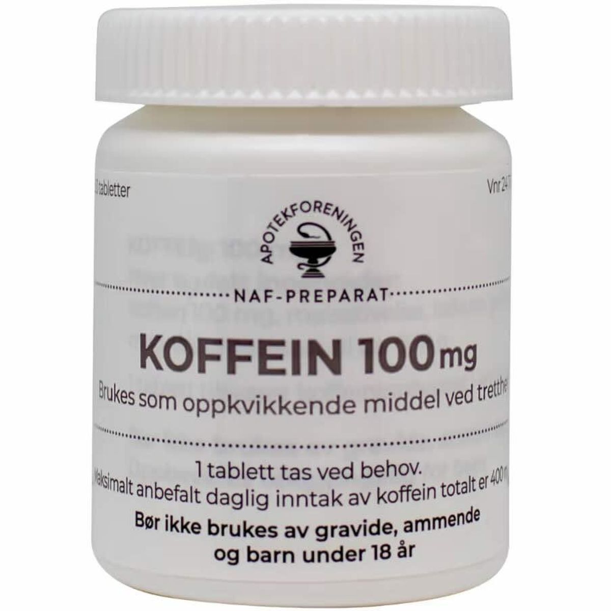 Koffein NAF 100 mg Tabletter 50 stk
