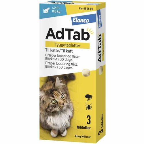 AdTab Vet 48 mg Katt 2-8 kg Tyggetabletter 3 stk