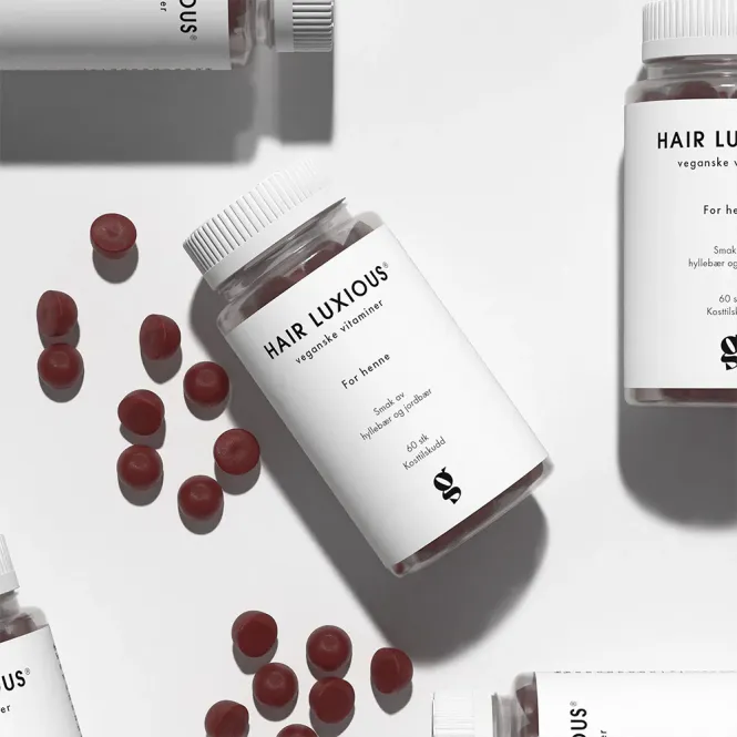 Hovedbilde Hair Luxious For Henne Hyllebær & Jordbær Gummies 60 stk