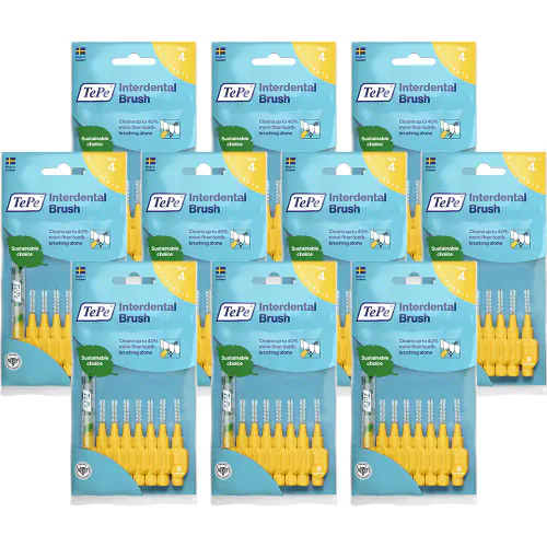 TePe Mellomromsbørster 0,7 mm Gul Klinikkpakke - 10 x 8 stk