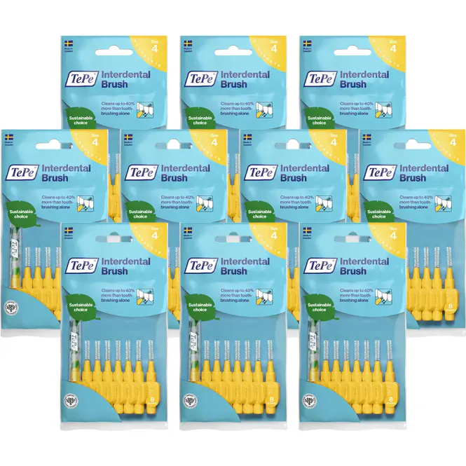 Hovedbilde TePe Mellomromsbørster 0,7 mm Gul Klinikkpakke - 10 x 8 stk