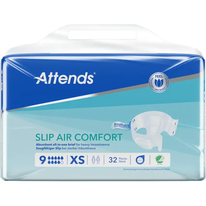 Hovedbilde Attends Slip Air Comfort 9 XS Teipbleier 32 stk