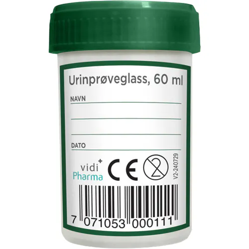 Vidi Pharma Urinprøveglass m/Lokk 60 ml
