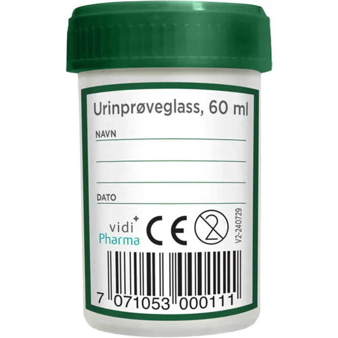 Hovedbilde Vidi Pharma Urinprøveglass m/Lokk 60 ml