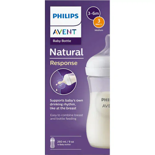 Avent Natural Response Baby Bottle 3-6m 260 ml