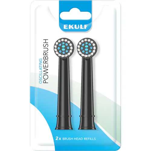 Ekulf PowerBrush Black Børstehoderefill 2 stk