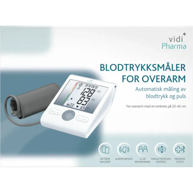 Hovedbilde Vidi Pharma Blodtrykksmåler Overarm 1 stk